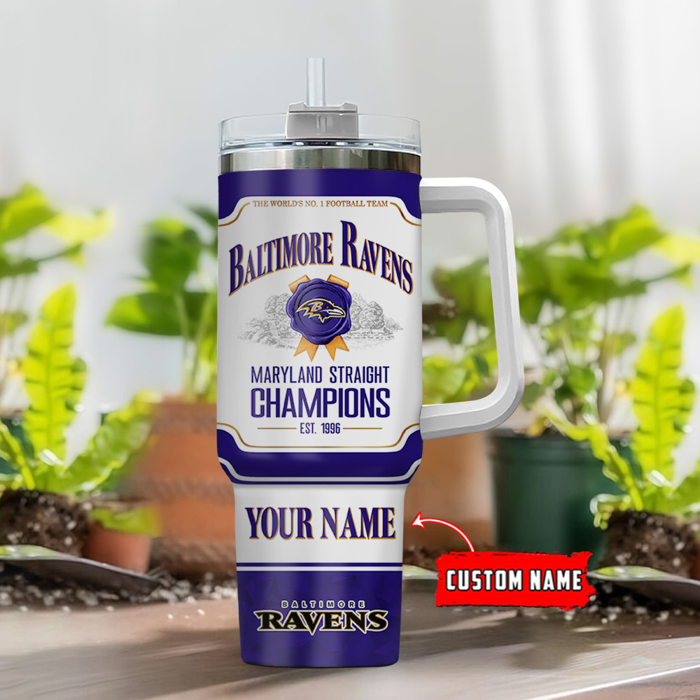 Custom Baltimore Ravens Tumbler - Personalized Championship Design - Image 2