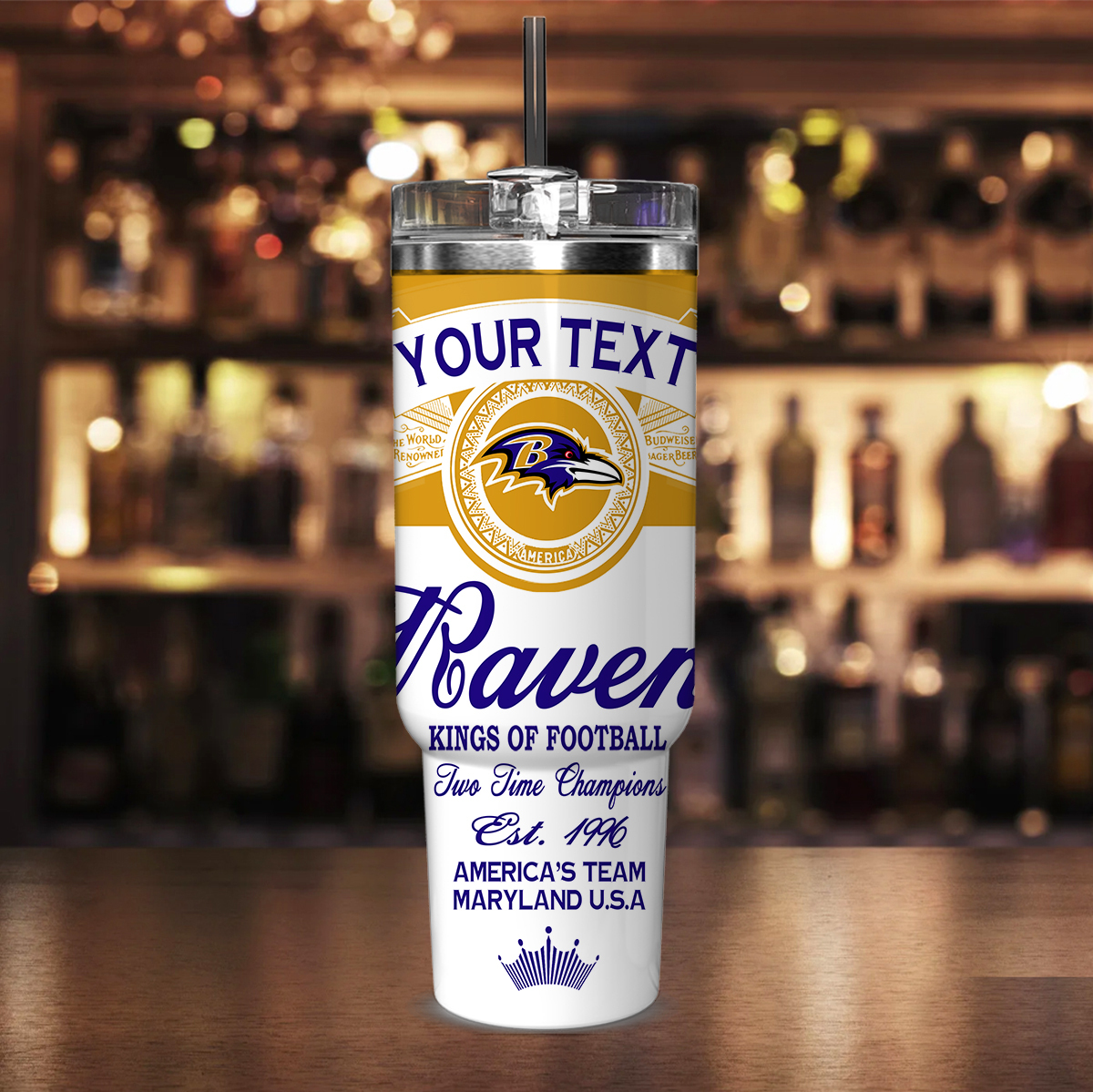 Custom Name Personalized Football Tumbler - Double Wall Insulated Cup with Straw - Image 2