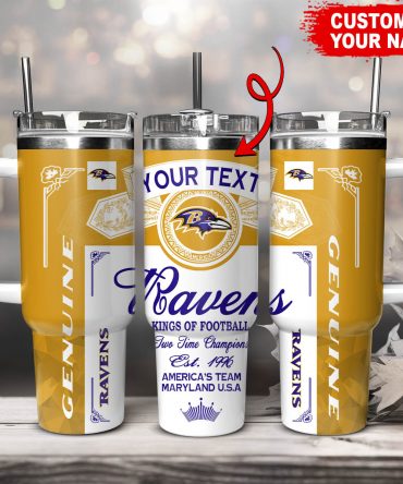 Custom Name Personalized Football Tumbler - Double Wall Insulated Cup with Straw