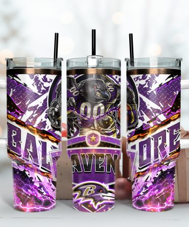 NFL Ravens Tumbler Cup - Double Walled Insulated Travel Mug with Handle