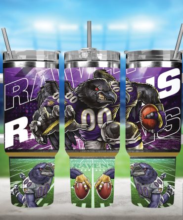 Bold Raven Football Tumbler - Double-Walled Insulated Mug with Lid & Straw