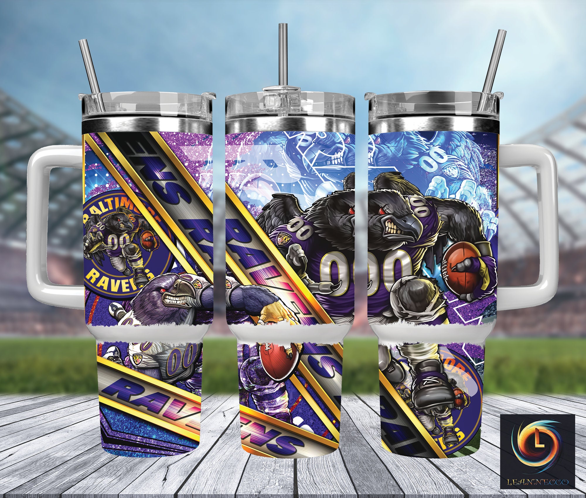 Baltimore Ravens Football Tumbler Mug with Handle & Straw - Perfect Gift for Fans