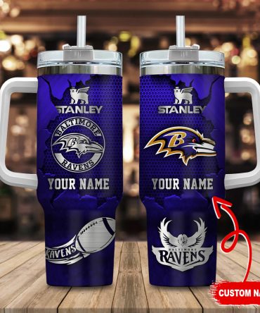 Custom Name Baltimore Ravens Tumbler - Personalized NFL Fan Gift