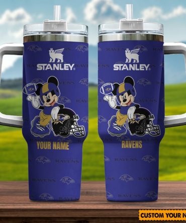 Personalized Mickey Football Stanley Tumbler with Handle - Custom Name Gift