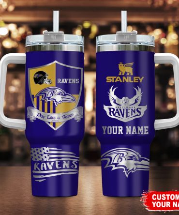 Customizable Ravens Tumbler Mug with Handle – Personalized Fan Gift
