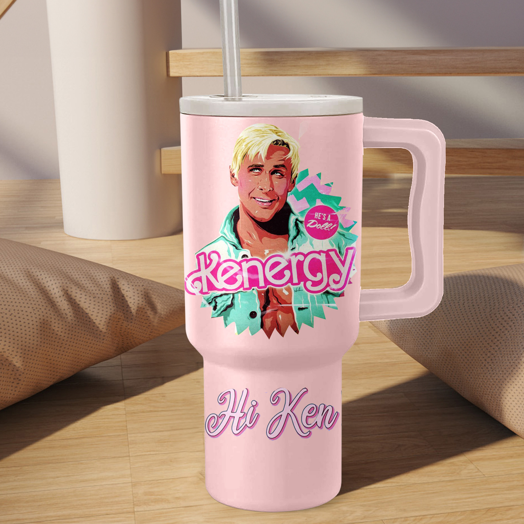 Ken-Themed Double-Wall Tumbler with Straw - Fun and Stylish Hydration - Image 3