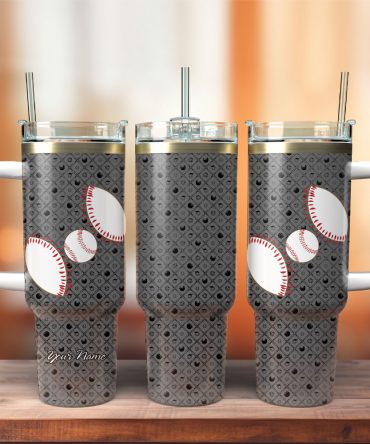 Custom Baseball-Themed Tumbler with Handle & Straw - Perfect Gift for Sports Fans