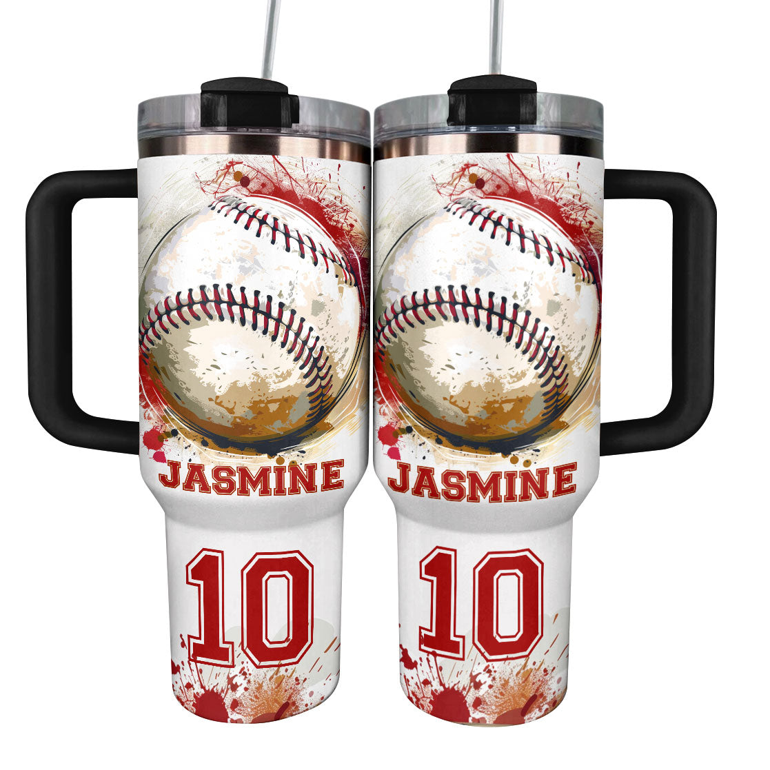 Personalized Baseball Travel Mug with Custom Name & Number