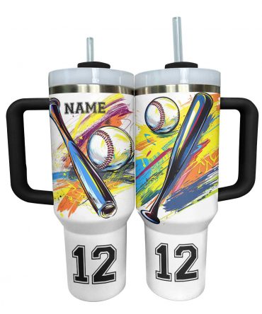 Personalized Baseball Tumbler with Handle - Custom Sports Gift