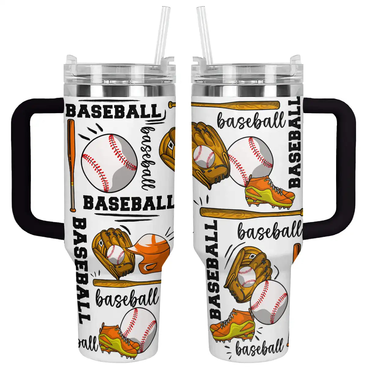 Baseball Lovers Tumbler with Handle & Straw - Perfect Gift for Sports Fans - Image 2