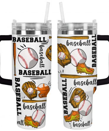 Baseball Lovers Tumbler with Handle & Straw - Perfect Gift for Sports Fans