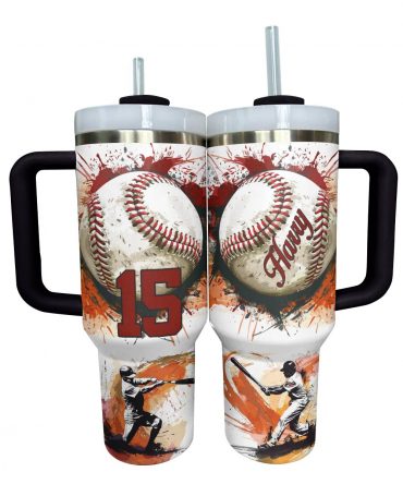 Personalized Baseball Tumbler with Dual Handles - Perfect Gift for Sports Fans