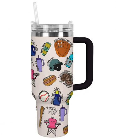 Baseball Mom Tumbler with Straw - Fun Sports Design for Game Day Hydration