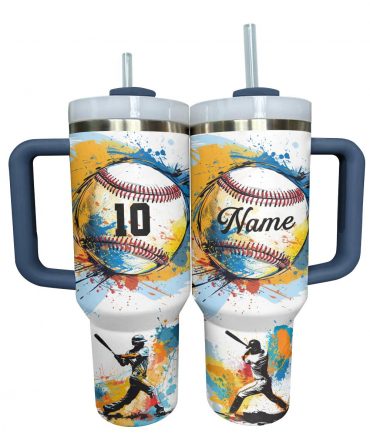 Personalized Baseball Tumbler with Custom Name & Number - Perfect Gift for Sports Fans