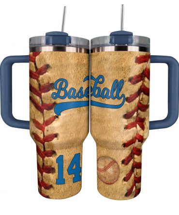 Personalized Baseball Travel Mug with Handle - Insulated Sports Fan Gift