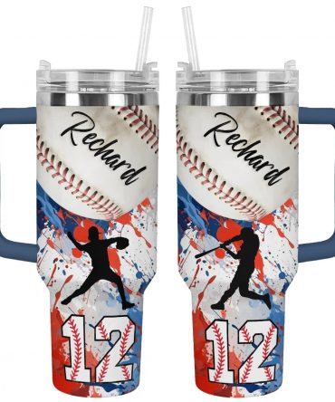Custom Baseball Tumbler with Handle - Personalized Sports Gift