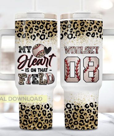 Personalized Leopard Print Baseball Lover Tumbler - Custom Name & Number
