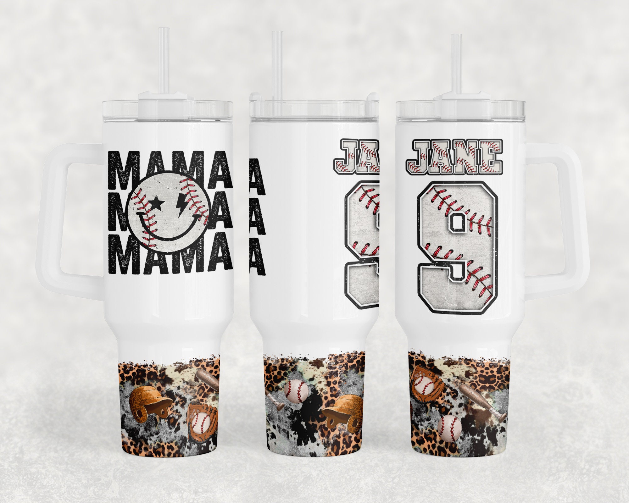 Personalized Baseball Mom Tumbler with Straw - Custom Sports Gift - Image 2