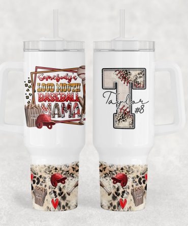 Personalized Baseball Mama Tumbler - Custom Name & Number Sports Gift