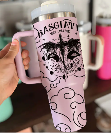 Stylish Gothic Dragon Design Travel Mug with Handle - 40oz