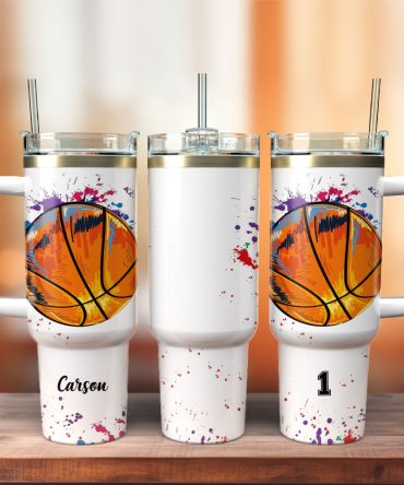 Personalized Basketball Tumbler - Custom Name & Number - Splash Design