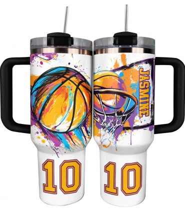 Personalized Basketball Tumbler with Handle - Ideal Gift for Sports Lovers