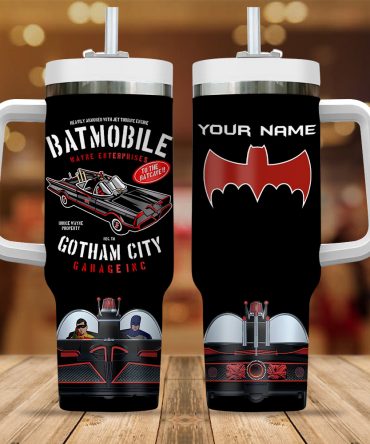 Customizable Batmobile Gotham City Tumbler - Personalized Superhero Travel Mug