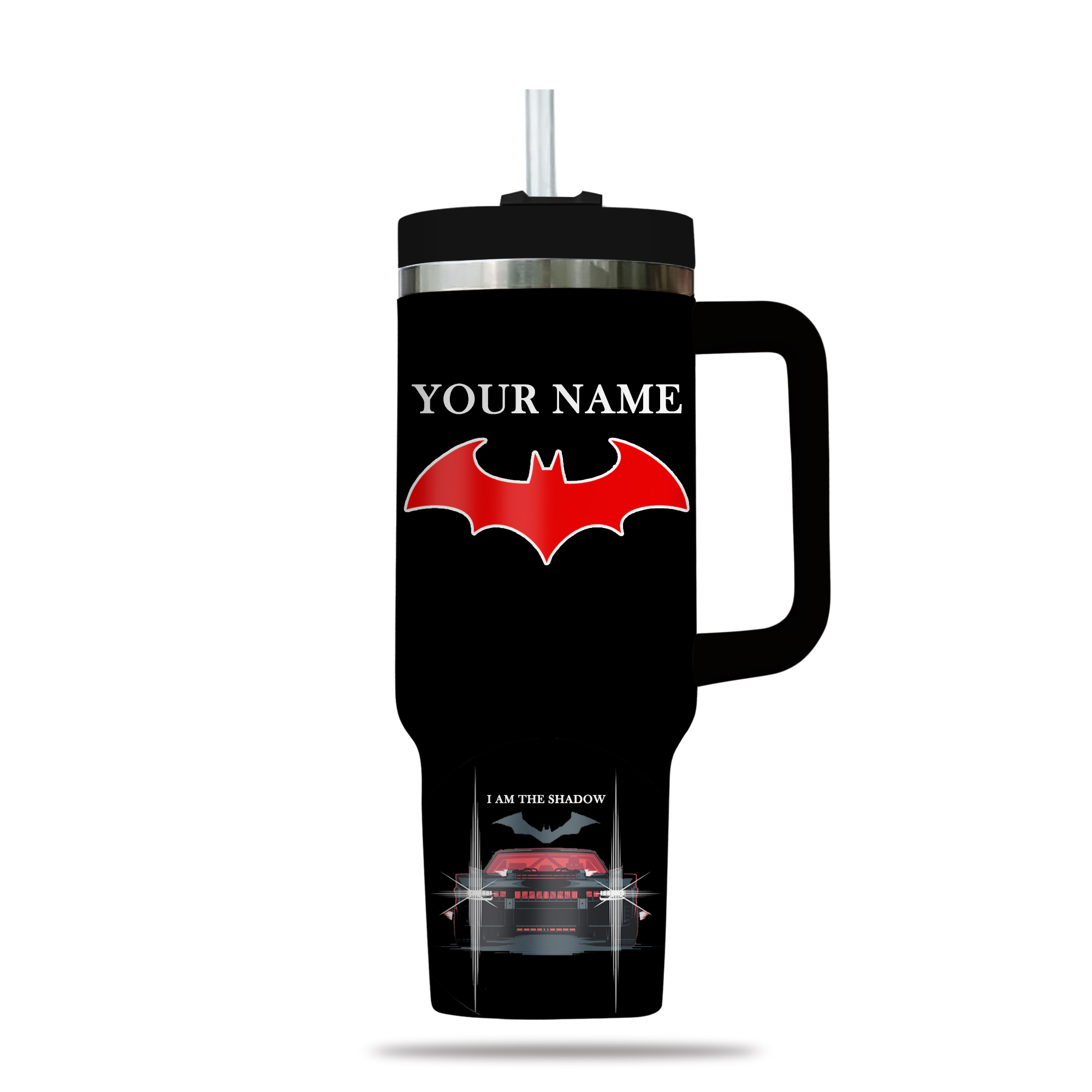 Customizable Batmobile Travel Mug with Personalized Name - Superhero Design - Image 3