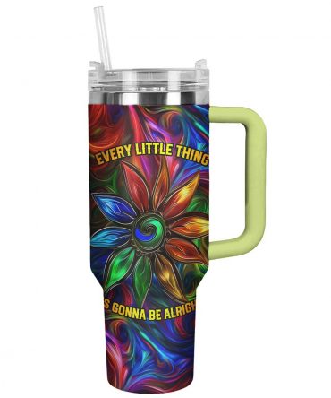 Vibrant Flower Travel Mug with Straw - Insulated & Stylish