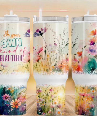 Inspirational Floral Travel Mug - 'Be Your Own Kind of Beautiful' Design