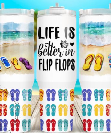Beach Vibes Tumbler - Life is Better in Flip Flops Insulated Mug