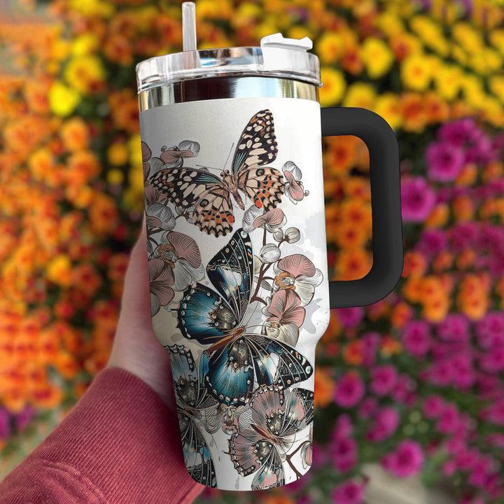 Butterfly Garden Stainless Steel Travel Mug - Insulated & Leak-Proof - Image 3