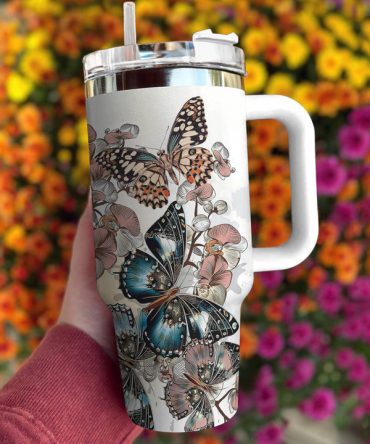 Butterfly Garden Stainless Steel Travel Mug - Insulated & Leak-Proof