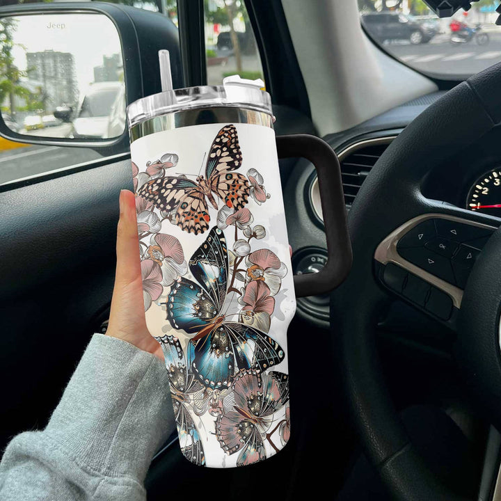 Butterfly Garden Stainless Steel Travel Mug - Insulated & Leak-Proof - Image 4
