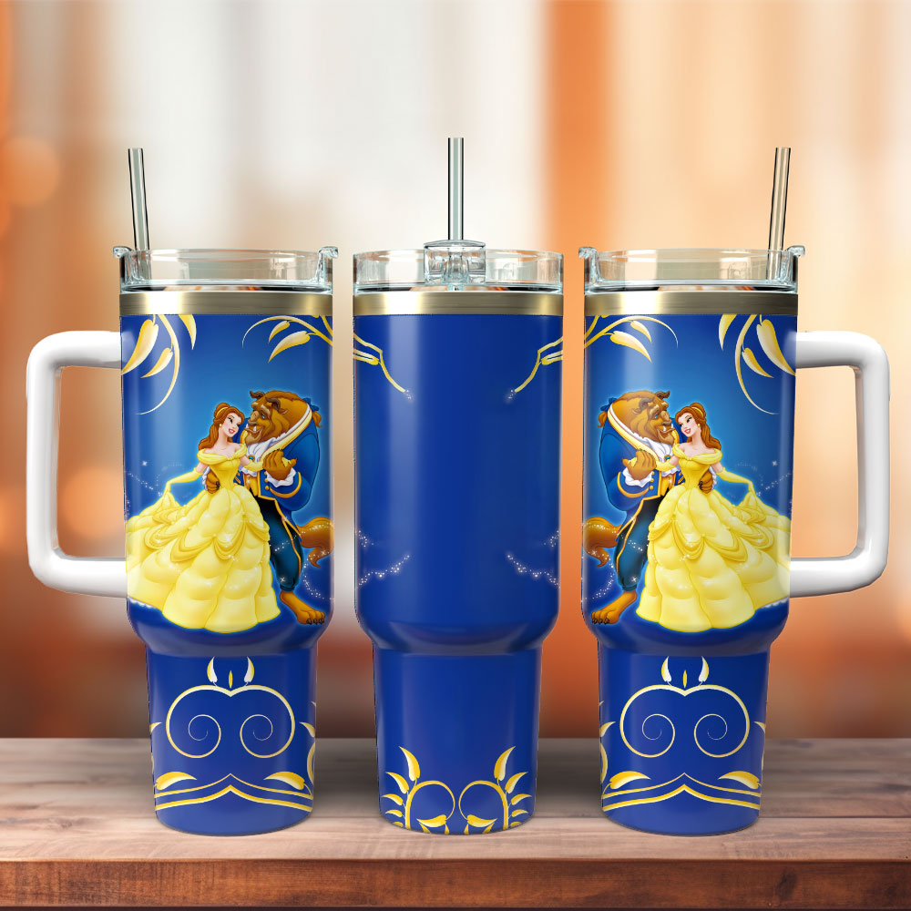 Enchanting Beauty & Beast Travel Mug - Keeps Drinks Hot/Cold, Perfect Gift for Disney Fans