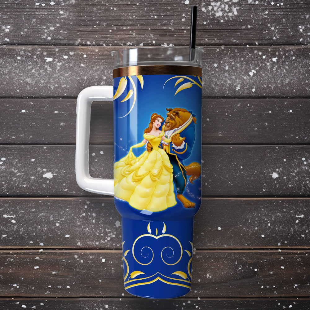 Enchanting Beauty & Beast Travel Mug - Keeps Drinks Hot/Cold, Perfect Gift for Disney Fans - Image 4