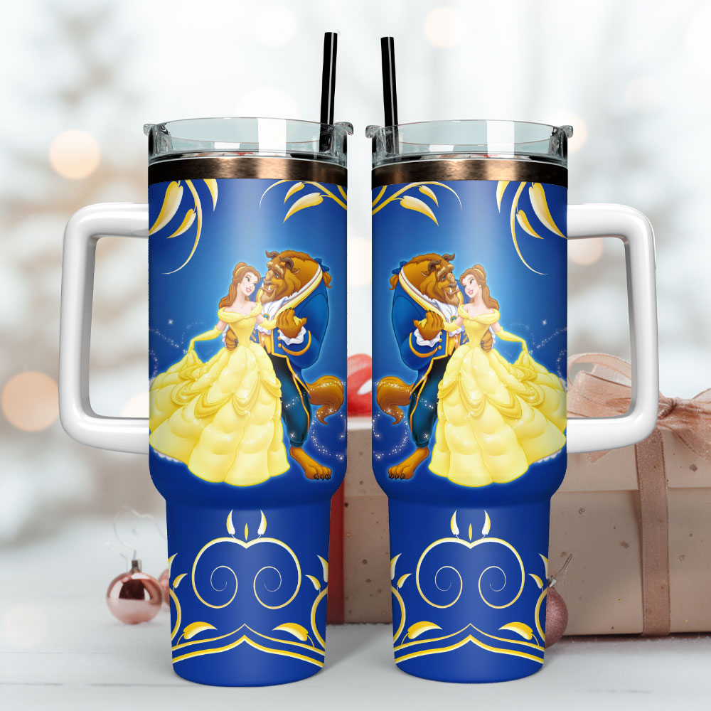 Enchanting Beauty & Beast Travel Mug - Keeps Drinks Hot/Cold, Perfect Gift for Disney Fans - Image 3