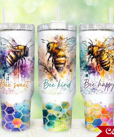 Vibrant Bee Art Tumbler Set - Inspiring Designs for Sweet, Kind, and Happy Days