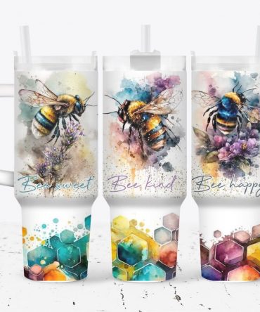 Bee-Themed Insulated Tumbler with Straw - Stay Sweet, Kind & Happy
