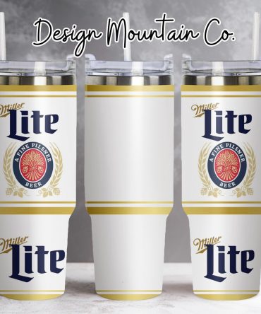 Miller Lite Double-Wall Insulated Travel Tumbler with Handle & Straw
