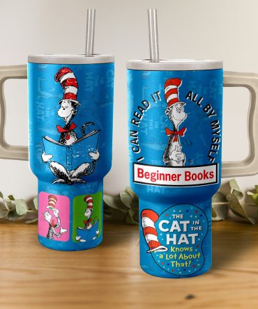 Cat in the Hat Insulated Tumbler with Straw – Fun Dr. Seuss Design for Kids & Adults