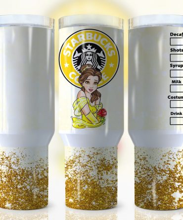 Enchanting Princess Glitter Tumbler with Handle - Perfect for Coffee Lovers