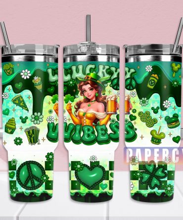Lucky Vibes St. Patrick's Day Tumbler with Handle & Straw - 40oz
