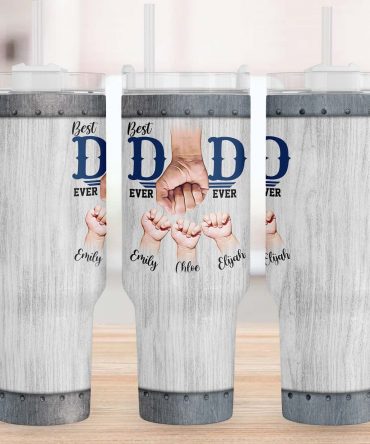 Personalized 'Best Dad Ever' Tumbler with Custom Names - Perfect Father's Day Gift