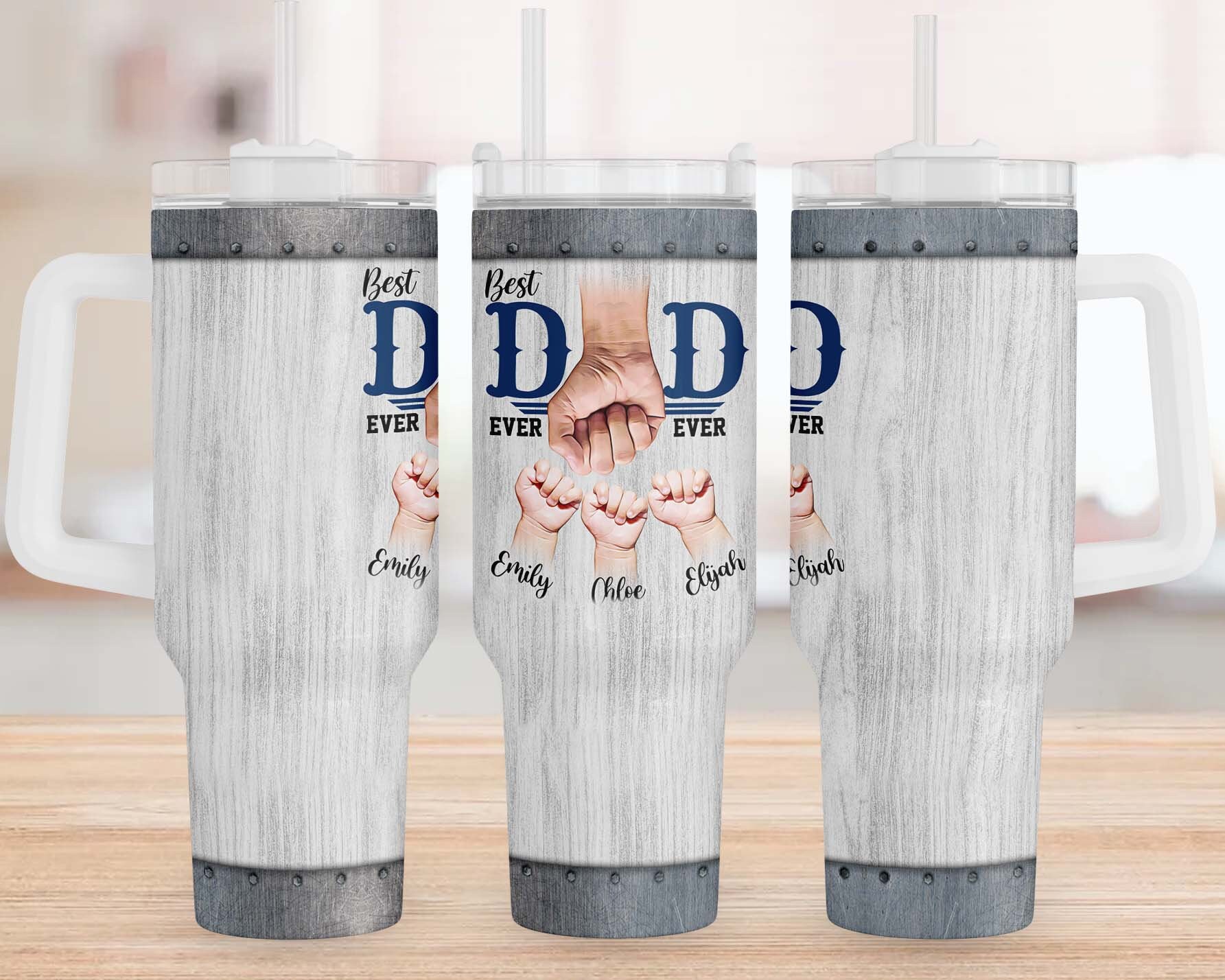 Personalized 'Best Dad Ever' Tumbler with Custom Names - Perfect Father's Day Gift