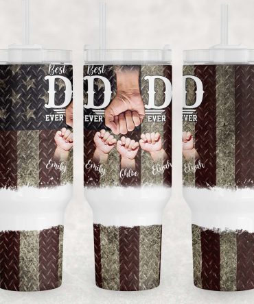 Personalized 'Best Dad Ever' Tumbler with Custom Names - Perfect Father's Day Gift