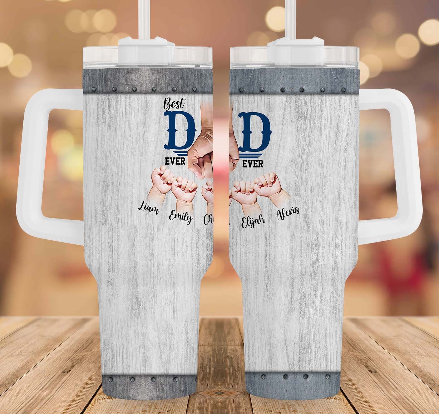 Personalized 'Best Dad Ever' Tumbler with Custom Names - Perfect Father's Day Gift - Image 2