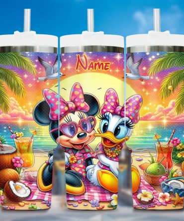 Personalized Tropical Beach Tumbler with Cute Characters - Perfect for Kids & Summer Fun