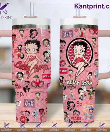 Chic Betty Boop Tumbler - Pink Cartoon Collage Design for Fun & Style