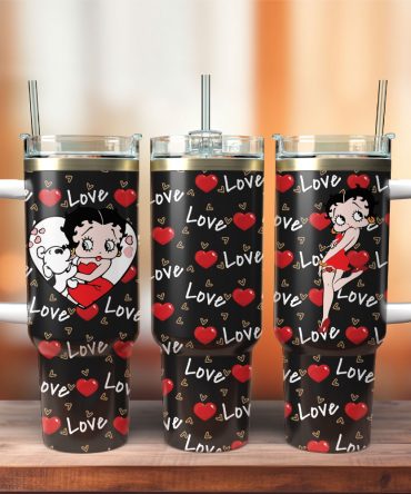Charming Love-Themed Tumbler with Handle – Perfect Gift for Her